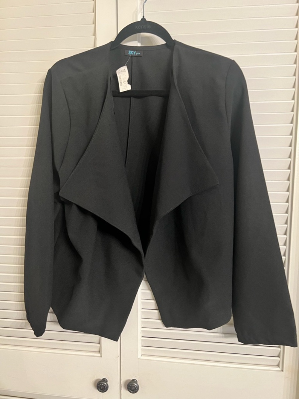 Kensie Black Draped Open-Front Blazer